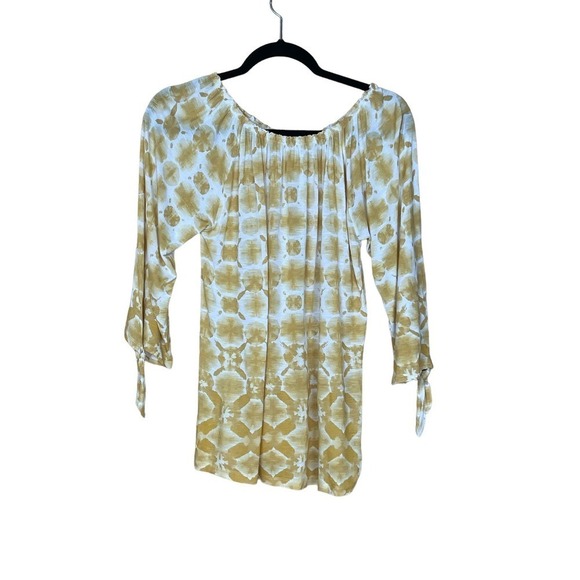 Chico’s 100% Rayon Top, Tie-Dye Design, Yellow, Size 1 (Large) - Picture 2 of 6